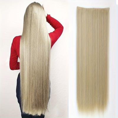 80cm Long Straight Synthetic Hair Extension 5 Clip...