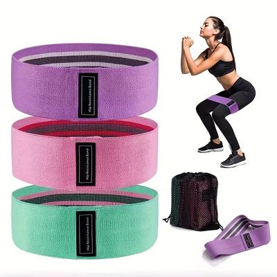 Hip Booty Thigh Workout Fabric Resistance Bands - Set Of 3 Fitness Tension Stretch Strips For Yoga, Pilates, And Gym Exercises - Non-slip And Durable Loops For Full-body Training