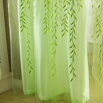 TEMU 1pc Aesthetic Green Sheer Curtain Rod Pocket Window Treatment For Bedroom, Office, Kitchen, Living Room, And Study - Enhance Home Decor And Create A Cozy And Comfortable Atmosphere