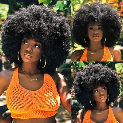 Large Bouncy Afro Kinky Curly Wigs For Party, Cosplay, And Daily Wear - Natural Looking Full Puff Wigs With Soft And Soft Texture