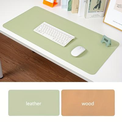 Office Home Mouse Pad Double-sided Faux Leather And Wood Office Oversized Waterproof Cork Desk Pad Odorless Desktop Pad Office Computer Desk Pad Mouse Pad