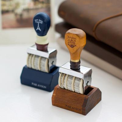 1pc Vintage Hand-held Wooden Date Stamp Decorative...