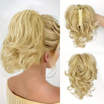Claw Ponytail Short Curly Wavy Ponytail Extensions...