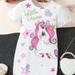 Cute Unicorn Graphic Star Print Short Sleeve T-shirt For Girls Summer
