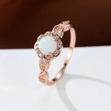 Round Opal Flower Lace Eternity Ring 18k Plated Party Banquet Wedding Engagement For Women Girls Gifts