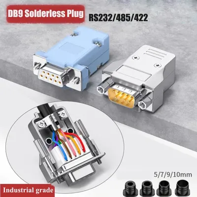 RS232 Serial Port Connector Mini DB9 Lötfreie Verbindung 9Pin Männlich Weiblich Stecker Verbesserte Image