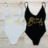 Team Bride  Print Swimsuit Women Sexy Padded One Piece Bathing Suit Swimming Suit Bachelorette