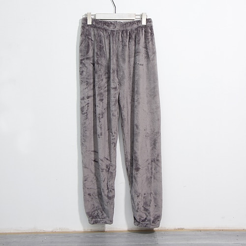 Vêtements d'intérieur Pantalon de pyjama en flanelle Intérieur du quotidien Homme Flanelle Chaud Respirable Pantalon simple Pluche Pantalon long Taille elastique Hiver Lettre