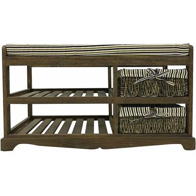 Mucola - Sitzbank 2 Rattankörbe Braun Stauraum neu Lowboard Ablage Rattan Weidenkörbe Country Korb Image