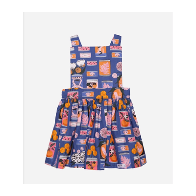 Worthy Threads Pinafore Dress - Tin Can Flowers - Blue