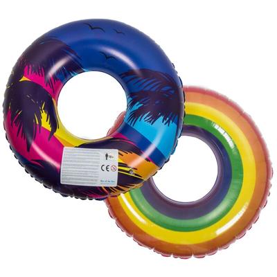 Out Of The Blue - 2er Set Schwimmring aufblasbar Pride Regenbogen Retro Palmen 90cm Schwimmreifen Image