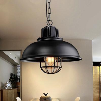 Pendelleuchte, Industrielle Stil Kronleuchter mit Kette, Hängelampe mit Ø33cm Dome Metall Image