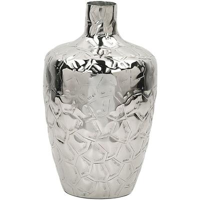 Blumenvase Silber Aluminium 39 cm Kegelförmig Glamour Stil Flurdeko Wohnzimmer Schlafzimmer