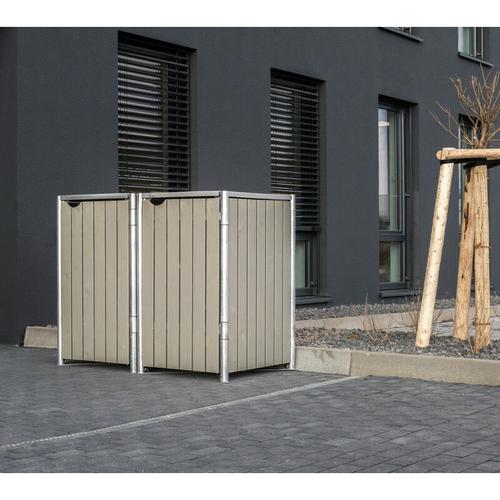 Holz Mülltonnenbox, Mülltonnenverkleidung für 240 l Mülltonnen natur grau 2er Box - Hide