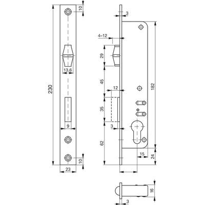 Roto - Rohrrahmenschloss Flachstulp m. Rollfalle/Riegel 884, dm 30,verzinkt silber Image