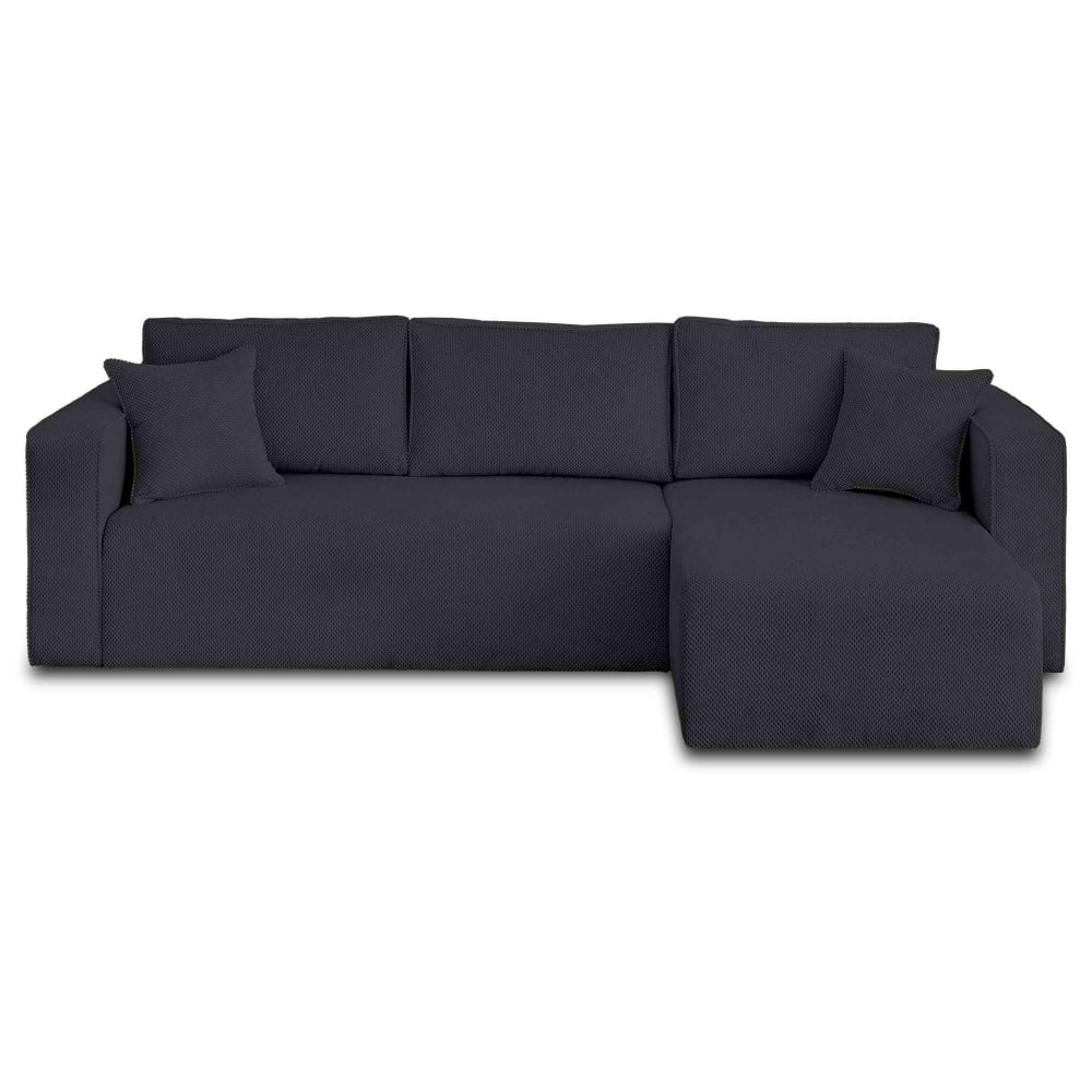 Canapé d'angle réversible convertible 4 places en velours texturé noir