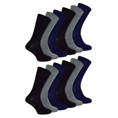IOMI - 12 Paar Multipack Herren Diabetiker Bambus Socken | Extra breite nahtlose Socken mit nicht elastischen sanften Grip Top - BNG Image