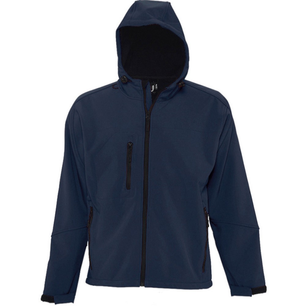 SOLS Mens Replay Hooded Soft Shell Jacket (atmungsaktiv, winddicht und wasserabweisend) (French Navy) Image