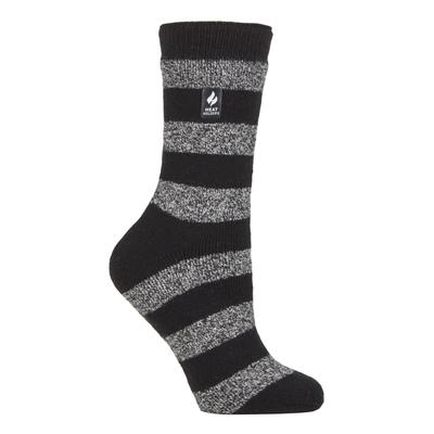 Heat Holders Lite - Isolierte Thermosocken für Damen | Mehrere Designs einschließlich Argyle Streifen Herzen Sterne | Warme Socken für Winter - Schwarz / Weiß (Bologna) Image
