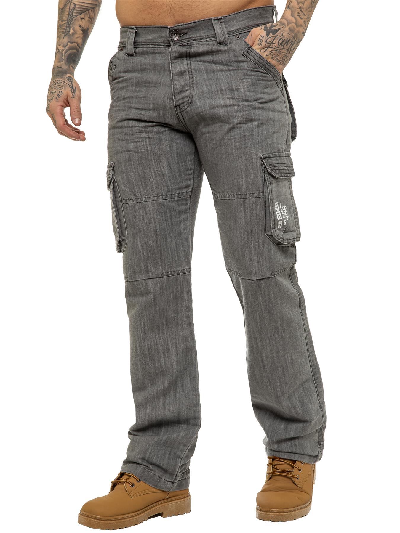 Enzo | Herren Cargo Combat Jeans - Grau Image