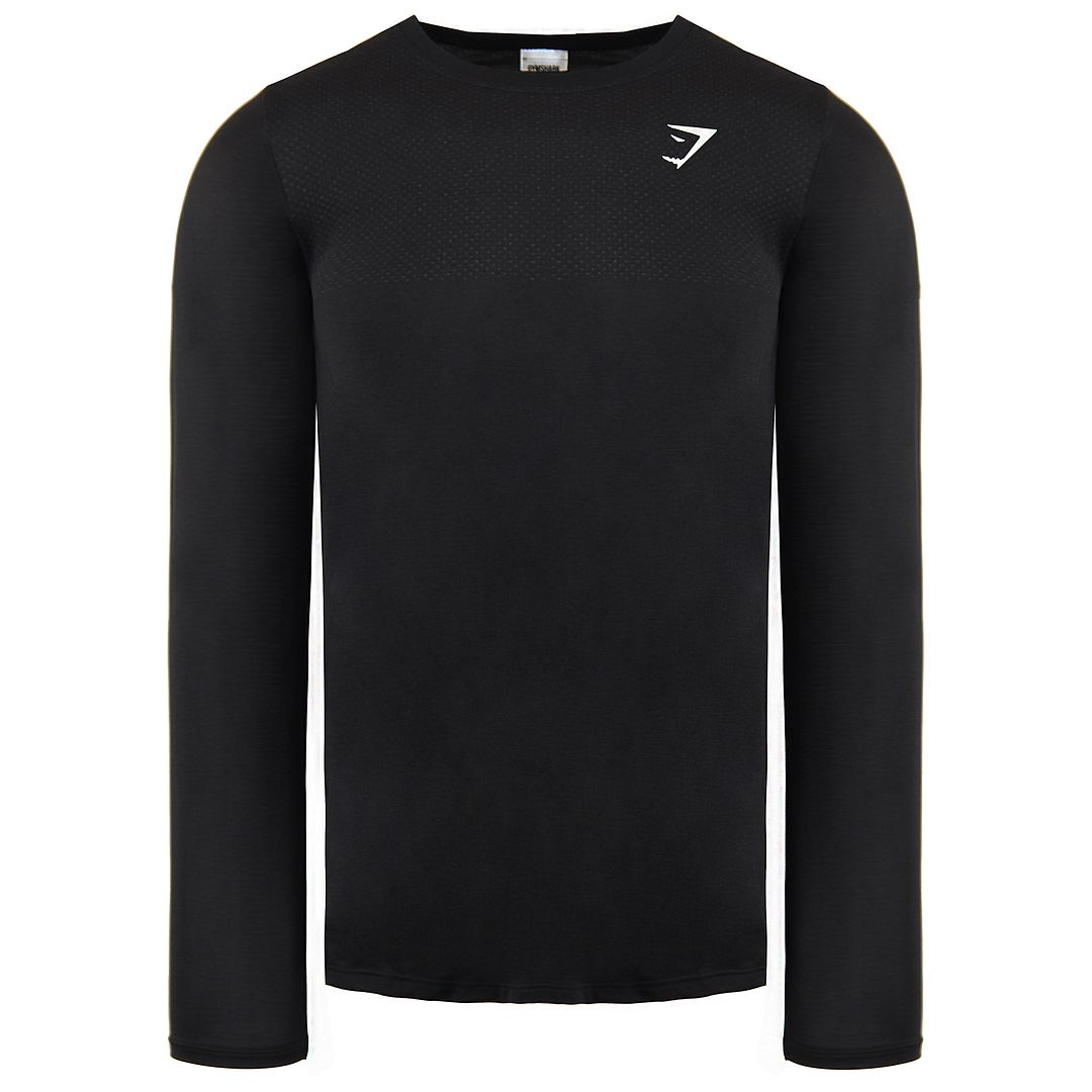 Gymshark Langarm Crew Neck Herren schwarzes Wesentliche Top Image