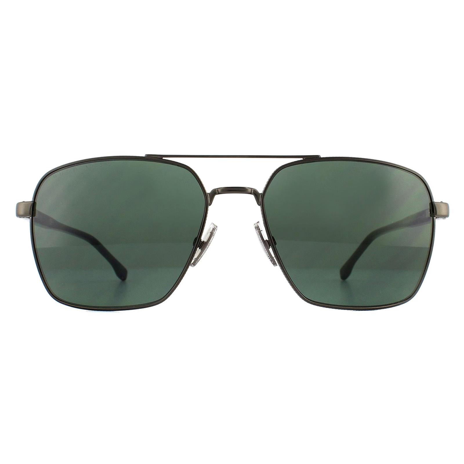 Hugo Boss Square Mens Matte Ruthenium Grün Sonnenbrille
