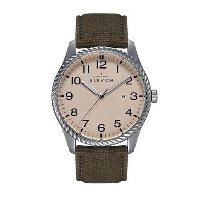 Montre Elevon Crosswind avec bracelet en cuir recouvert de toile et date