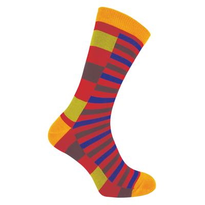 Herr Heron - Herren Bambus Socken | Neuheit Funky Socken | Gemusterte Argyle gestreifte Socken | Atmungsaktiv Weich | Geschenke für Ihn - Streifen (Rot) Image