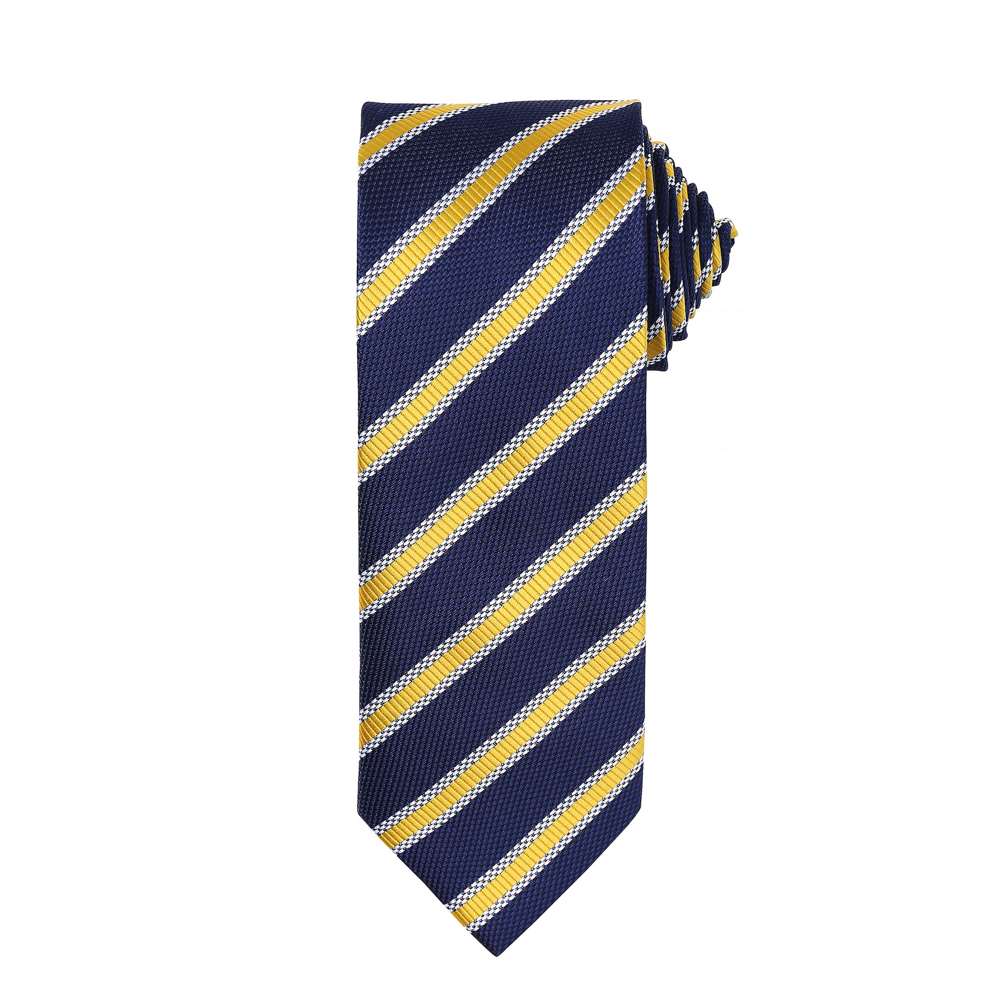 Premier Mens Waffle Stripe Formal Business Tie (Marine/Gold) Image