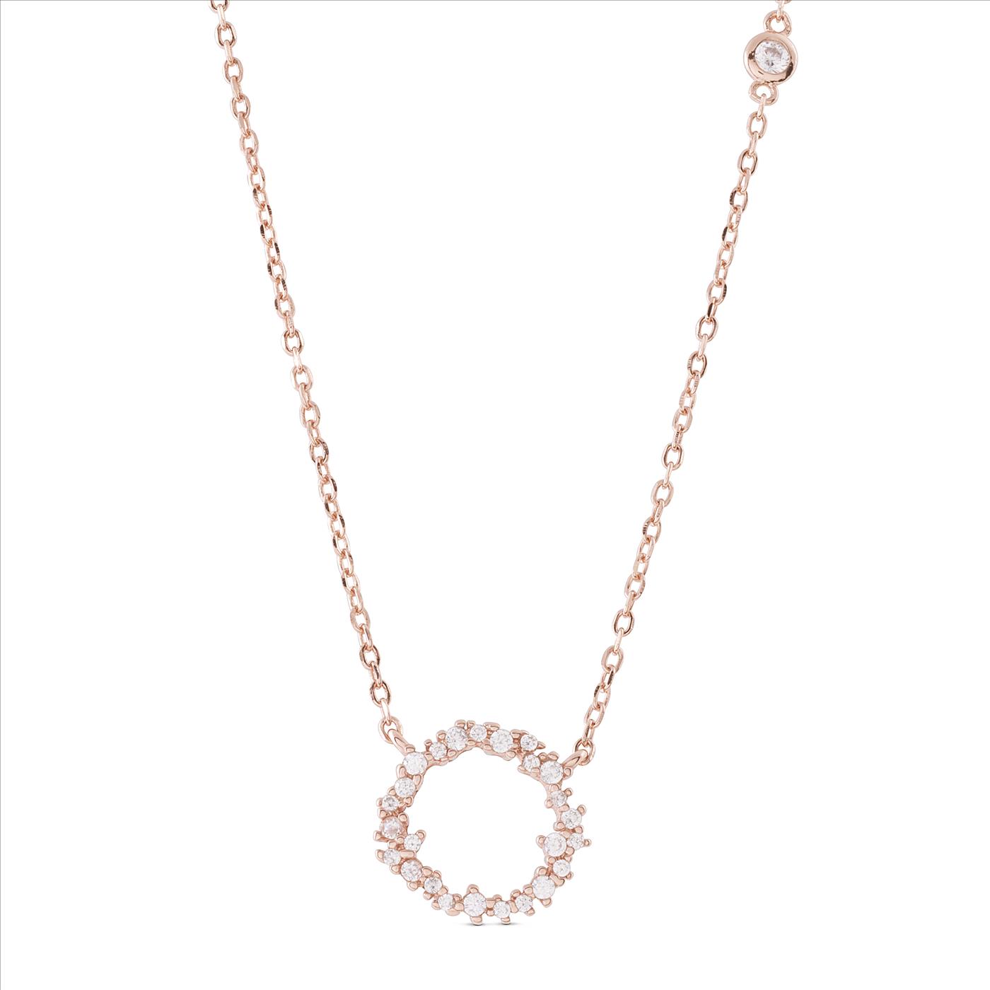 Luxenter, Thilak-Halskette aus 925er Sterlingsilber und glänzenden Zirkonen mit 18K rosévergoldetem Finish Image