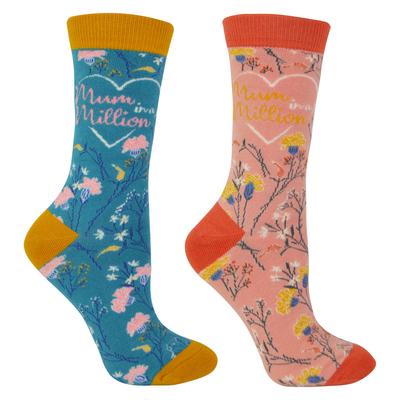 Miss Sparrow - Ladies Mum Socks | Floral Patterned Bamboo Socks | 2 Paare | Geschenk für Mütter Tag in Geschenk-Box - Mum In A Million BOX Image