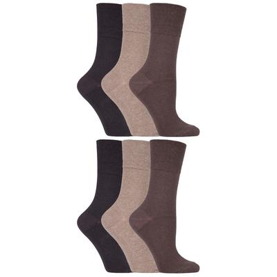 Gentle Grip - 6 Paar Damen Diabetiker-Socken mit Honigkamm-Oberteil und handgekettelten Zehennähten - Braun 39 Image