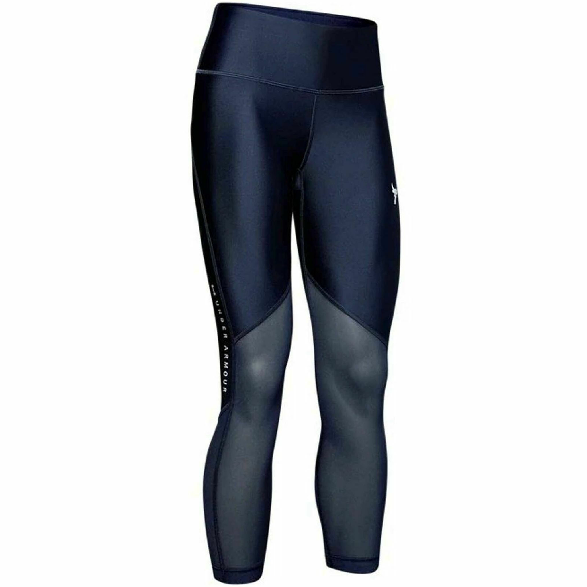 Under Armour X Project Rock Heatgear Blue Womens Mesh Crop Leggings 1351101 408 Image