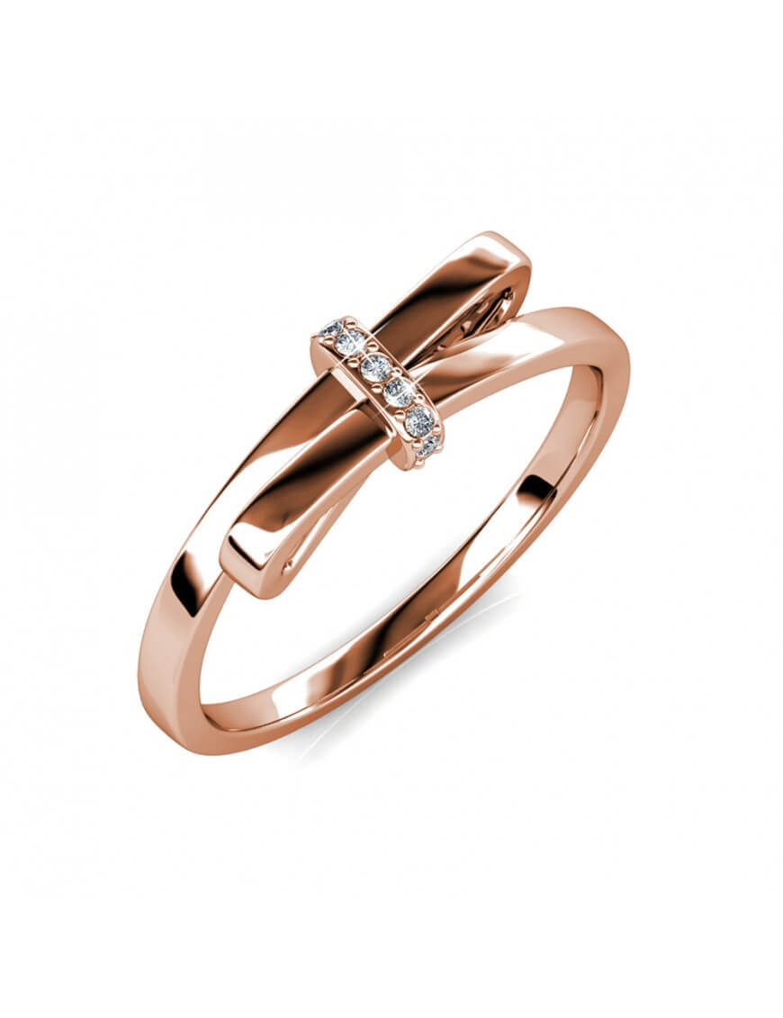 Ring mit leuchtender Schleife - Rose Gold und Kristall Image
