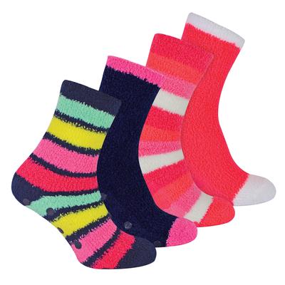 4 Paar Damen Bettsocken mit Grips| Thermische Anti-Rutsch-Pantoffeln - Stripe 1 Image