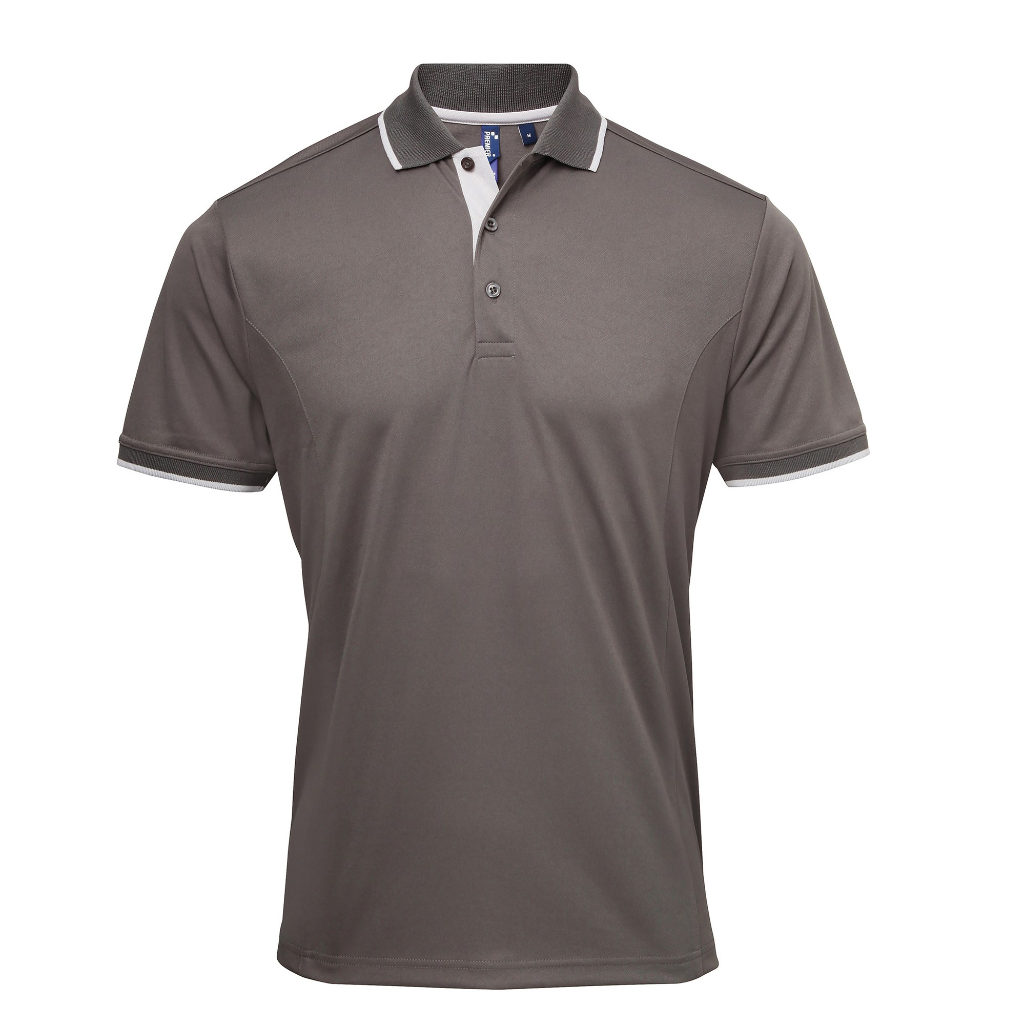 Premier Mens Contrast Coolchecker Polo Shirt (Dunkelgrau/Silber) Image