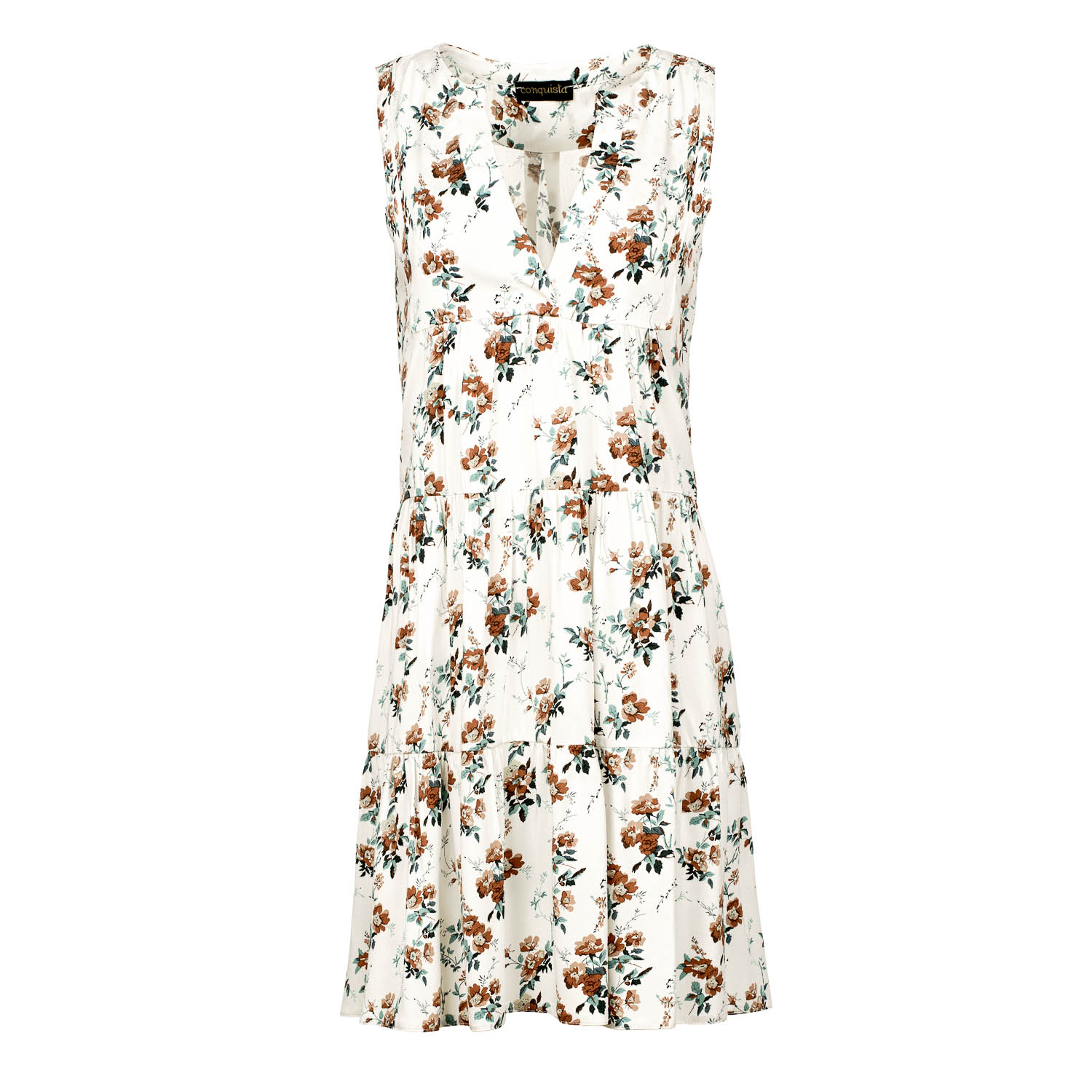 Ärmelloses Ecru Floral A Line Kleid Image