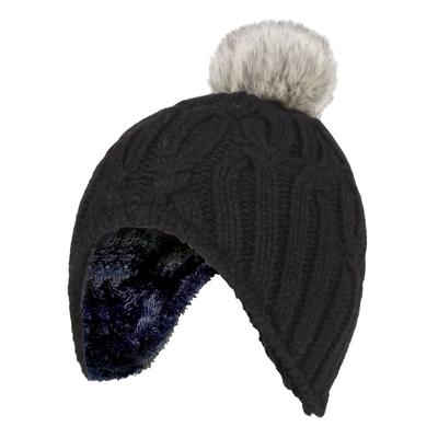 Wärmehalter - Mädchen Kabel gestrickt Beanie-Mütze mit Pom Pom Bommel für Winter | warme thermisch isolierte Mütze - Cloud Grey Image