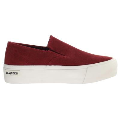 Seavees Baja Slip auf Red Dahilia Wildleder Plattform Schuh rote Frauenschuhe