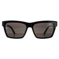 Saint Laurent Rechteck Unisex glänzend schwarz dunkelgrau Sonnenbrille