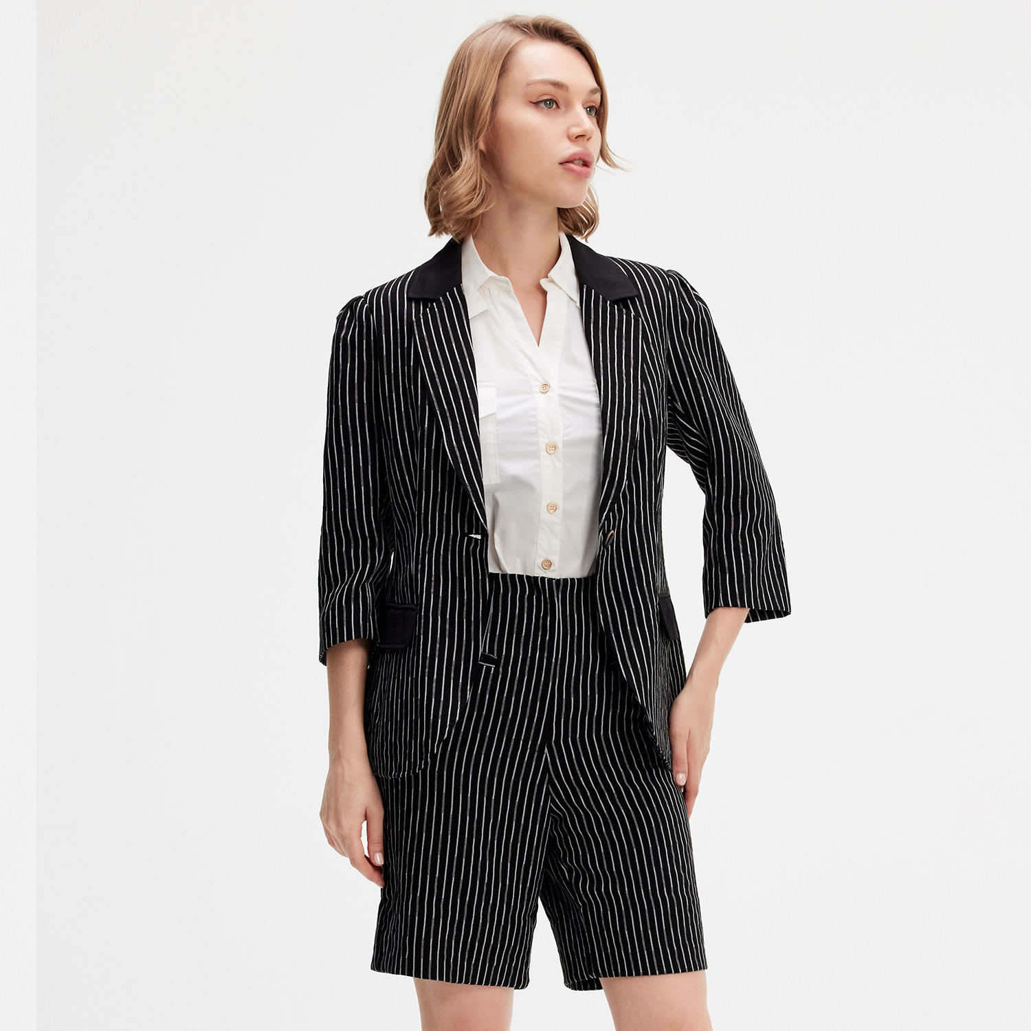 Gestreifte Jacke aus Bi-Material Image