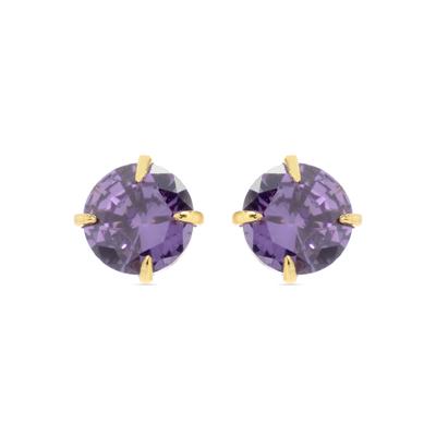 Luxenter Ohrringe, 925er Sterlingsilber und 18K vergoldete Amethyst-Zirkonia-Ohrringe Image