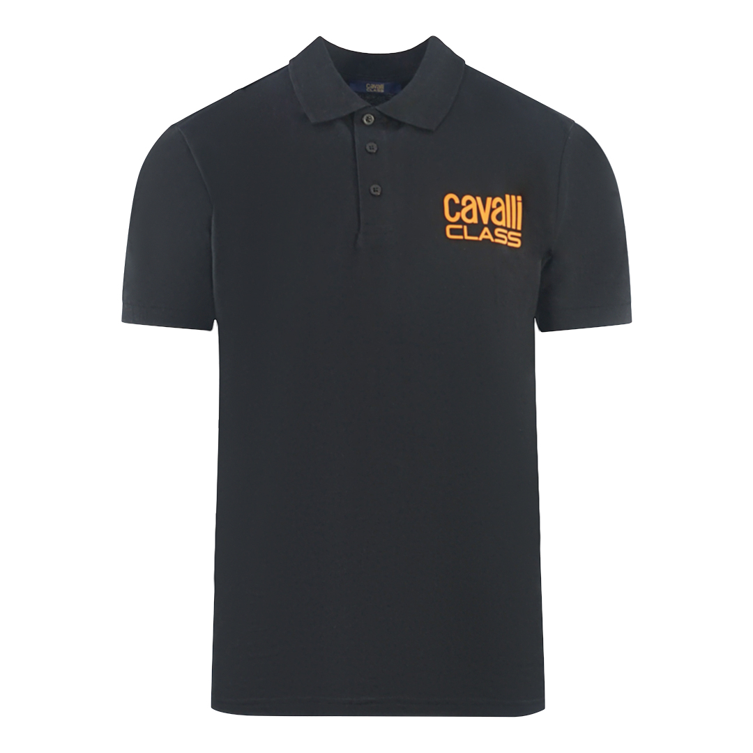 Cavalli Class Bold Brand Logo Schwarzes Poloshirt Image