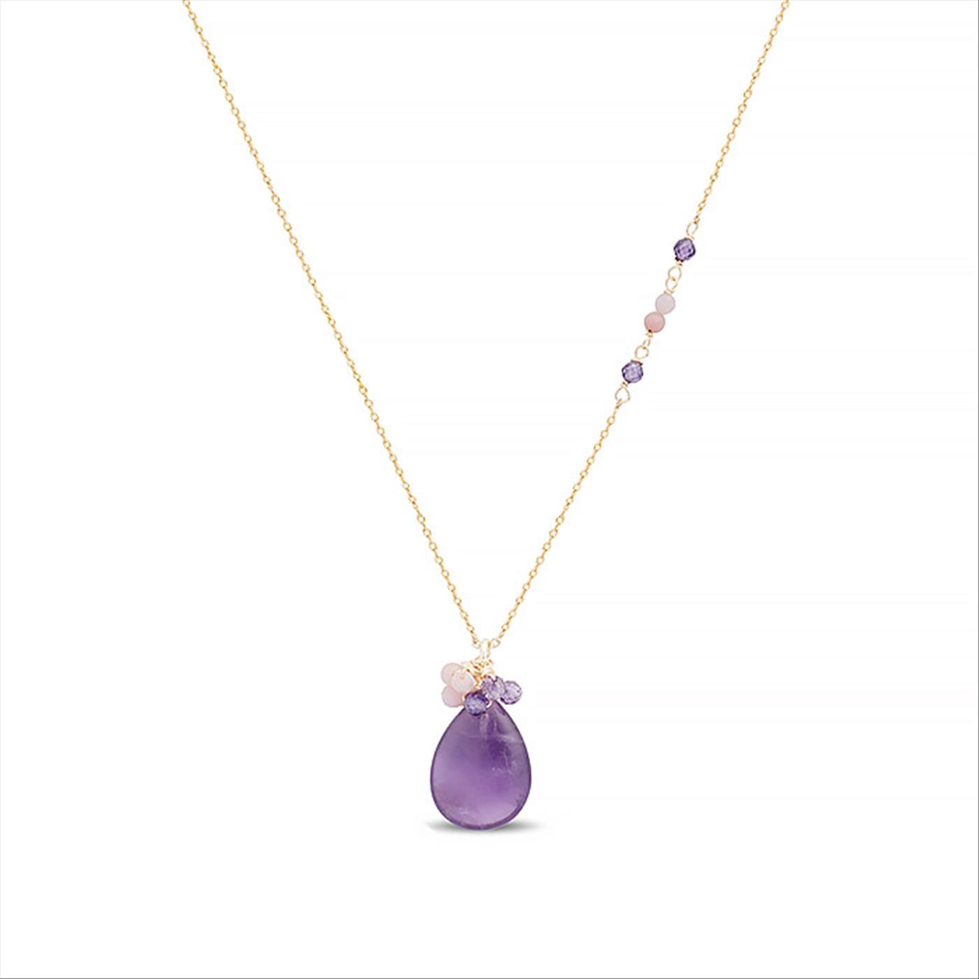 Luxenter-Halskette, Adak aus Metalllegierung und natürlicher Amethyst, 18K vergoldet Image
