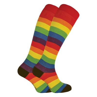 Socken Snob - 2 Paar Damen Regenbogen gestreift Knie hoch Bambus Socken Image
