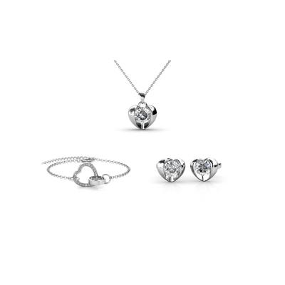 Simply Love Verschlossenes Herz für Baum Set - Silber und Kristall Image