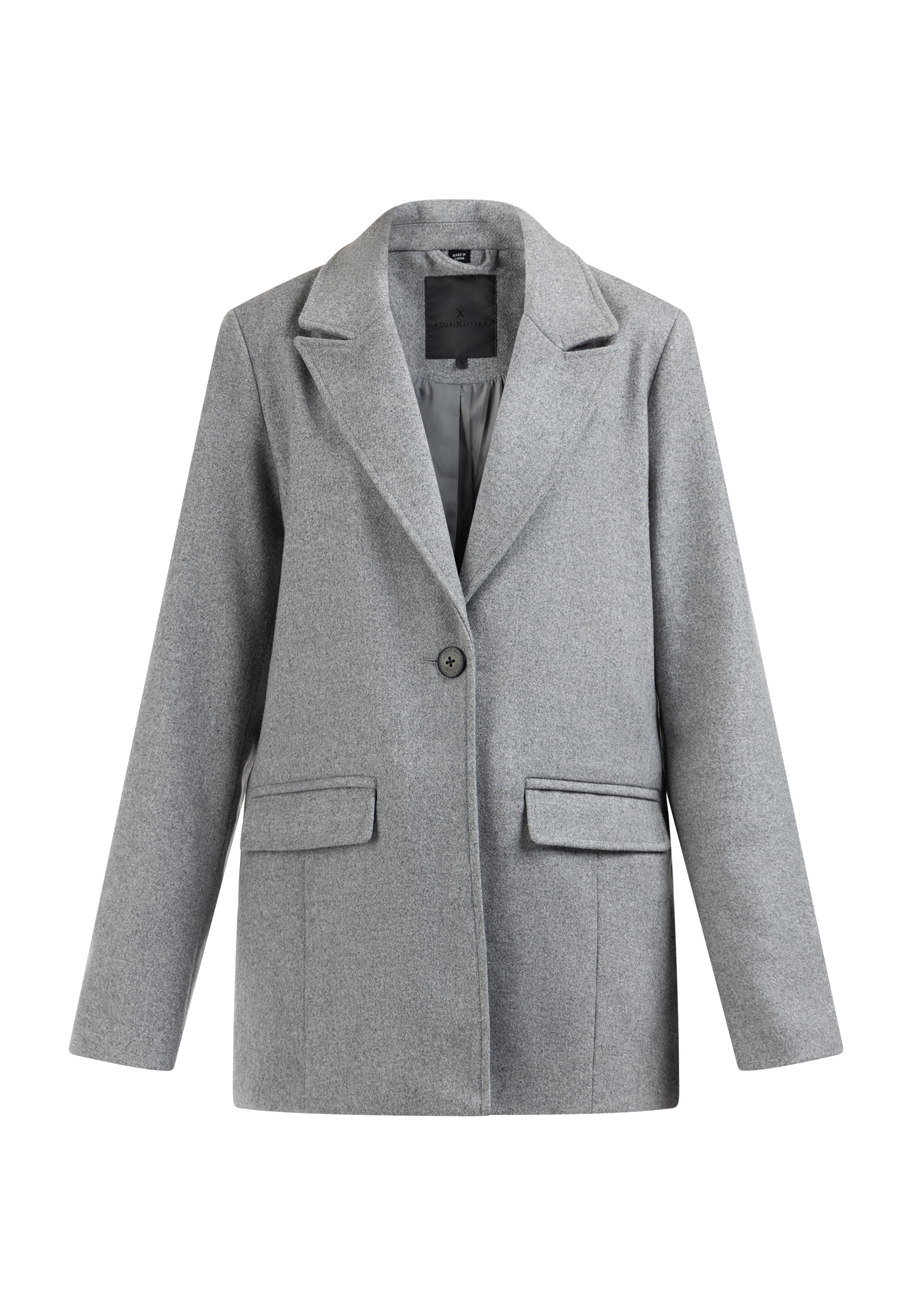 Dreimaster Langer Blazer aus Wollgemisch Damen Grau Melange Image