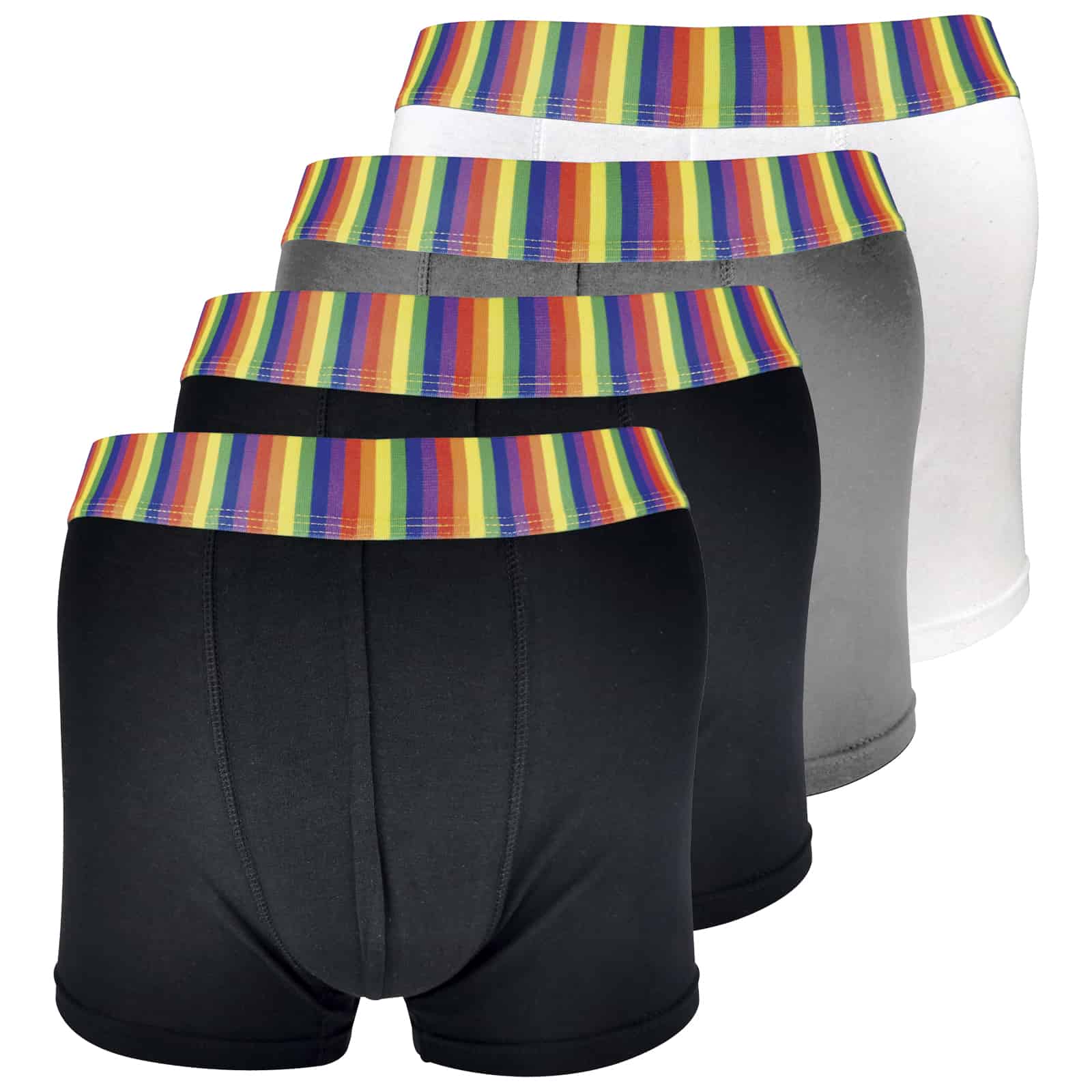4 Pack Herren Multipack weiche Baumwolle Neuheit gestreiften Regenbogen Boxershorts Unterwäsche - Regenbogen Image