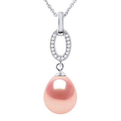 SHUTTLE Halskette Süßwasserperlen-Schmuck 9-10 mm Rosa 925