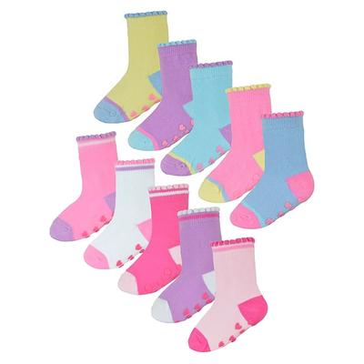 Rutschfeste Baby Mädchen Fersen- und Zehensocken | 10 Paar Multipack | Niedliche und weiche Kleinkindersocken mit Griffe